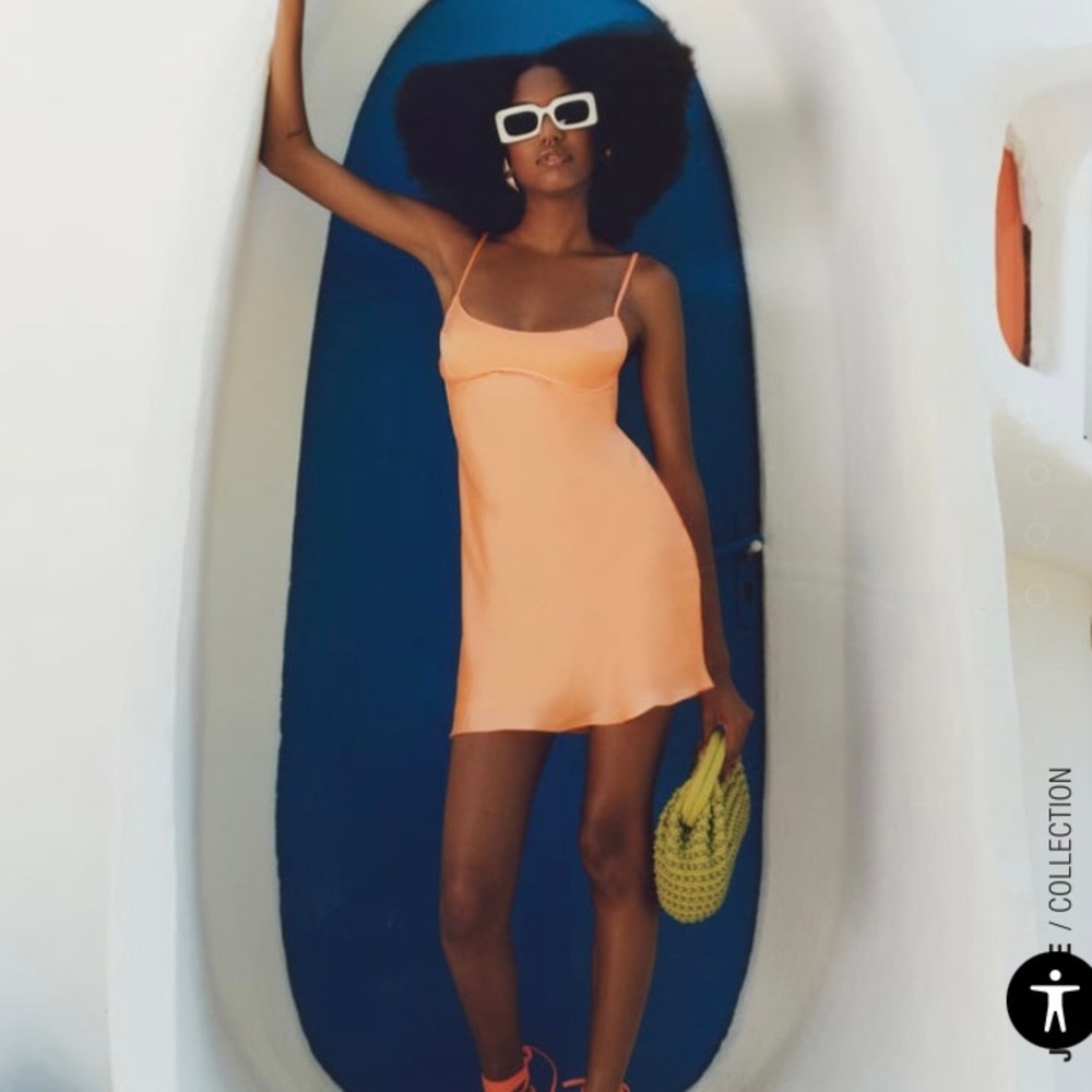 Zara Orange Satin Mini Dress